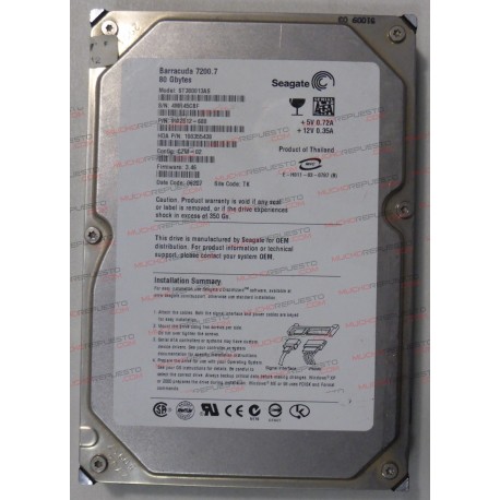 HDD SATA SEAGATE ST380013AS (9W2812-688) 80GB 3.5"
